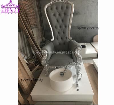 China Luxury Customized Dark Gray High Back Royal Pedicure Foot Spa Pedi Chair for sale