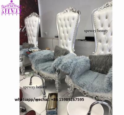 China Luxury Fancy Foot Massage Spa White Pedicure Chairs With Basin for sale