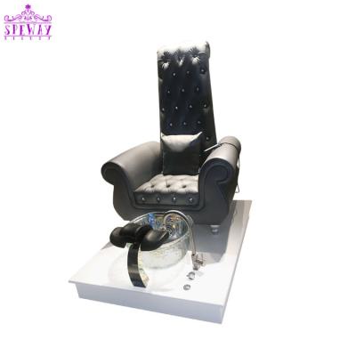 China New arrival good quality gray hot sale spa salon pipeless jet pedicure chairs with crystal bowl for sale