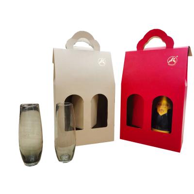 China Recycled Materials Wine Portable Strong Corrugated Material Customized Paper Gift Boxes With Handle for sale