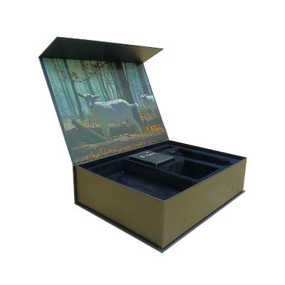 China Recyclable Luxury Matt Lamination Cardboard Packaging Box Black Book Shaped Paper Gift Boxes With Tray for sale