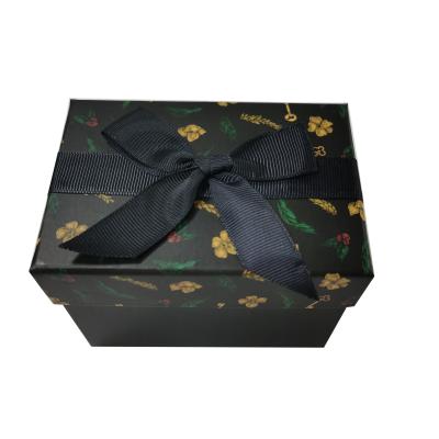 China Paper Style Recyclable Classic Soap Box Black Boxes For Packaging Wholesale Fancy Recycled Paper Box With Black Ribbon Bow for sale