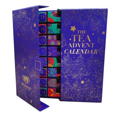 China Christmas holiday advent calendar handmade paper box with 24 small drawer boxes inside for tea and chocolate jewelry for sale