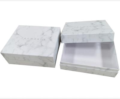 China Handmade Simple Marble Pattern Hardboard Gift Paper Box With Gold Foil Logo for sale