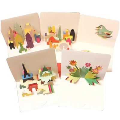 China Handmade Factory Custom Handmade Pop Up 3D Greeting Card With Envelope Paper Card for sale