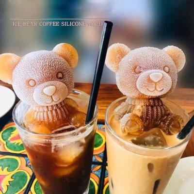 China New Design Cute Success Bear Ice Cream Cube Cube Tray Maker Silicone Ice Cream Mold Sustainable Bpa Free Reusable Easy Release With Lid for sale