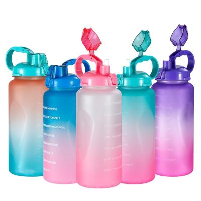 China New Gradient 64oz Hot Petg Aluminum Water Bottle Large Capacity Stocked Outdoor Rise Plastic Water Bottle for sale