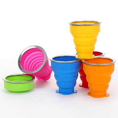 China New Silicone Water Folding Cup Viable Custom Silicone Water Cup Collapsible Silicone Rubber Folding Cup for sale