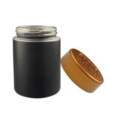 China Factory Direct Wholesale Custom Cosmetic 3 Ounce Black Glass Jar With CR Gold Lid For Cosmetic Paste Storage for sale