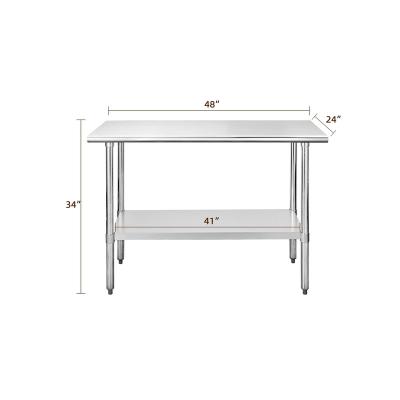 China Commercial kitchen Prep Work Bench Table Kitchen Shelf Restaurant Stainless Steel Table Stainless Steel Flat Top Kitchen Table for sale