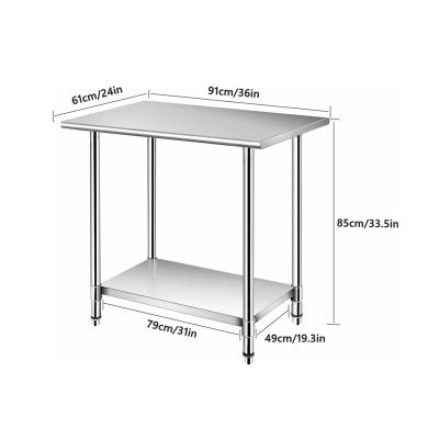 China Commercial kitchen Commercial Kitchen Double Overshelf Work Bench Sorting Table Customized Stainless Steel Work Table for sale