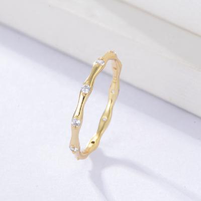 China Environmental friendly sterling silver/lead free/nickel free/fashion S925 Korean gold simple geometric fashion jewelry plated female zircon band bamboo rings for sale