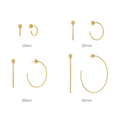 China TRENDY Simple Big C Shape Big Earrings For Women Teens 925 Sterling Silver Hip Hop Open Circle Ear Line Earring Piercing Fine Jewelry for sale