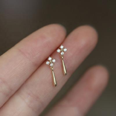 China Lead Free/Nickel Free/Eco-Friendly Jewelry/New 925 Sterling Silver Simple Fashion Stud Earrings Women Crystal Flower Water Drop Tassel Women's Earring 14k Gold for sale