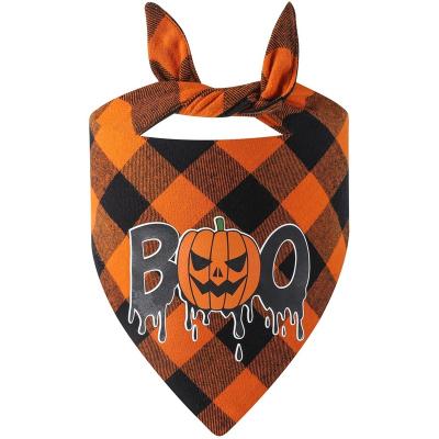 China 2022 New Viable Halloween Dog And Collar Bandanas With Bowtie Plaid Dog Collars With Bandana Set Halloween Pet Accessories for sale