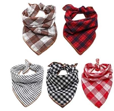 China Reversible Dog Dog Bandanas Cat Double Side Cotton Bandana Soft Plaid Wholesale Viable Cotton Customize Dog Bandana for sale