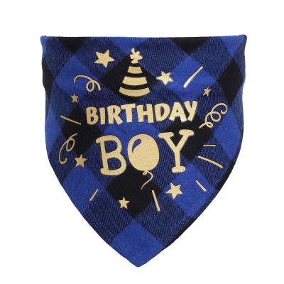 China Custom Viable Dog Bandanas Cotton Triangle Happy Birthday Dog Birthday Bandana for sale