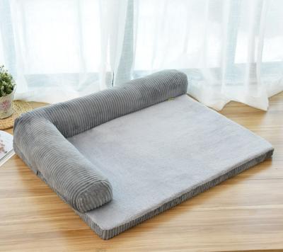 China Luxury Breathable Premium Corduroy Dog Mat Pad Pet Beds Dog Mattress Cat Calming Bed Sofa Cushion Washable for sale