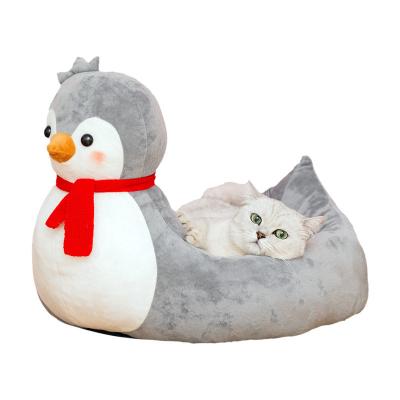 China Stocked Duck and Cat Beds Comfortable Washable Cute Penguin Shaped Cat Bed Luxury Dog Bed Novelty for sale