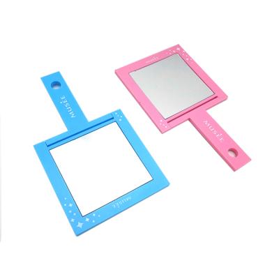 China Factory wholesale custom accept cheap price custom square logo tabletop multicolor plastic makeup mirror with handle for sale