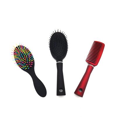 China Other Plastic Rainbow Paddle Massage Hair Comb Set Nylon Bristle Detangling Wet Hair Brush for sale