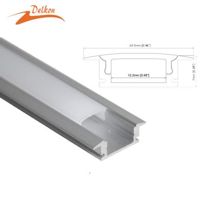 China Decorations 1M/PCS Delkon 24.5*7mm Recessed Super Slim LED Profile Aluminum LED Channel for sale