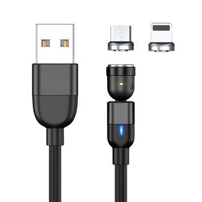 China Magnetic MP3/MP4 player spinning charging cable 3 in 1 c/micro mobile phone charger 1m/2m/3m usb type on stock for sale