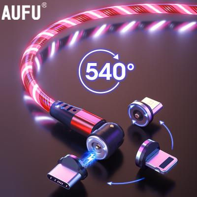 China LED Magnetic Overflowing Light Charging Magnetic USB Rope Glow Type Magnetic C Cable Micro Charger Cable For iPhone Huawei Samsung for sale