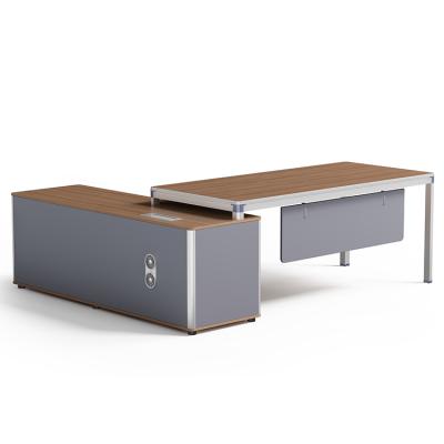 China Latest Expandable Melamine L Shape Office Design Modern Luxury Executive Desk for sale