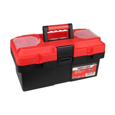 China Unrated maxpower hot sales 14 inch tool box small red plastic tool boxes with removable tray with double lock fixed for sale