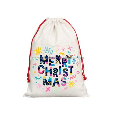 China Custom Empty Christamas Home Decoration Sublimation Canvas Christmas Santa Sack Gifts for sale