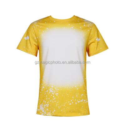 China 2021 New Arrival Sublimation Faux Bleach T-shirt Polyester Short Sleeve Eco-friendly T-shirt For Custom Print for sale