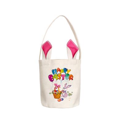 China 2021 High Quality Eco - Friendly Sublimation Happy Easter Canvas Basket for sale