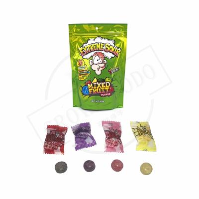 China Popular Selling Natural Extreme Sour Hard Candy Assorted Mix Fruit Flavor in North America and Europe China Origin OEM/ODM Export 108g Bag for sale