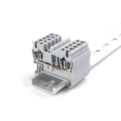 China Wire Connecting St 2.5 Nylon Plastic Power Through Pluggable Quick Connector Screwless Wire Spring Cage Din Rail Electrical Terminal Blocks for sale