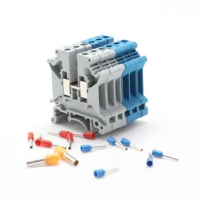 China Wire Connecting UK 2.5B Factory Price Plastic PA66 Power Throughout Universal Wire Connection Screw Din Rail Panel Mounted Terminal Block for sale