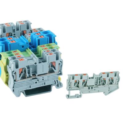 China Wire Connecting PT 4-QUATTRO 4 Conductor Multi Level Feed Through Quick Wire Connector DIN Rail Feed Through Spring Terminal Block for sale