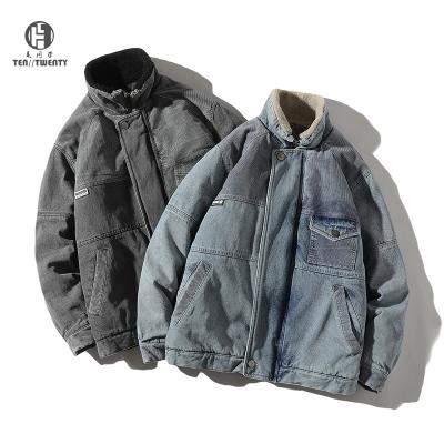 China Custom Made Male Winter Viable Jean Coat Men Denim Jacket Outdoor ODM Logo Streetwear Plus Size Cotton for sale