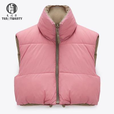 China Custom QUICK DRY Reversible Breath Sleeveless Logo Cotton Cotton Winter Vest Women 100% Short Coat Women Coat Stripper Jacket for sale