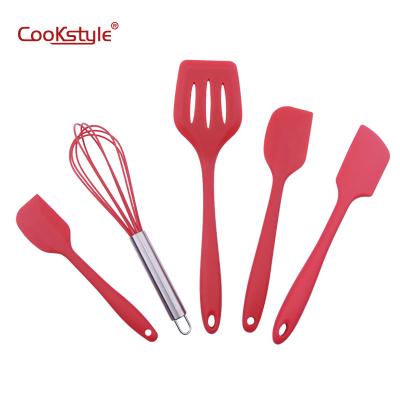 China Disposable Non BPA FREE Heat Resistant Kitchen Utensils 5 Pcs Silicone Spatula Set for Baking, Baking and Mixing for sale