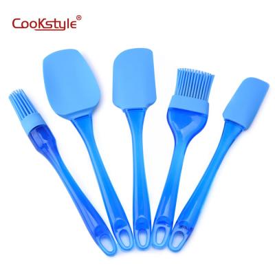 China Food Grade Sustainable Dishwasher Safe Silicone 5pcs Spatula Set With PP Handle For Cake&Pastry Making for sale