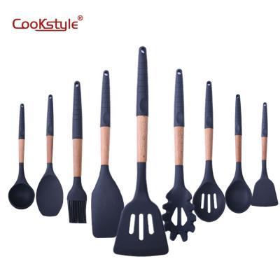 China Sustainable Best Seller 9 Pcs Silicone Kitchen Utensil Set For Kitchen Wares for sale