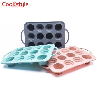 China Home Kitchen 12 Cups Inner Bun Pan With Still Ring 201 Silicone Cake Mold For More Stable Room Baking Baking Accessory for sale