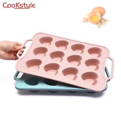 China Indoor Kitchen Home Heart Shape with Still 201 Silicone Muffin Pan 12 Cup Cupcake Pan for Making Muffin Cakes, Pie, Bread - More Stable BPA for sale