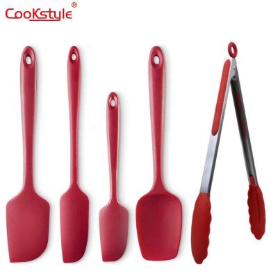 China Viable Top Sales 4 Pcs Silicone Spatula Kitchen Nonstick Heat Resistant Spatula Set With Tongs For Cooking Utensils for sale