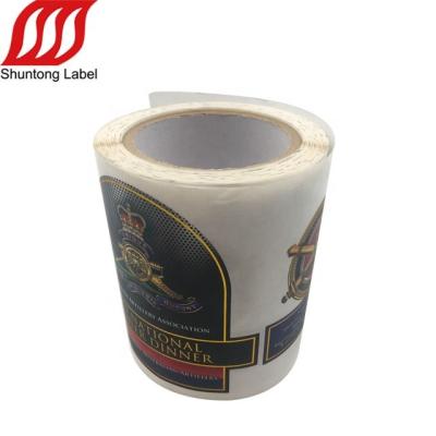 China Custom Handmade Size Wine Glass Bottle Gold Paper Label Whiskey Labels Stickers for sale