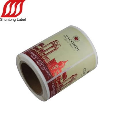 China Waterproof Lowest Cost Wine Whiskey Glass Bottle Packaging Paper Sticker Adhesive Paper Labels for sale