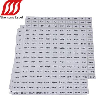 China Waterproof Customizable Clothing Size Logo Sticker Printing PVC Number Sticker Manufacturer for sale