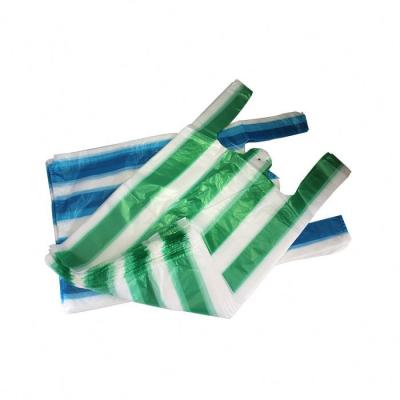 China Disposable Wholesale Plastic T Shirt Stripe Bag For Shopping for sale