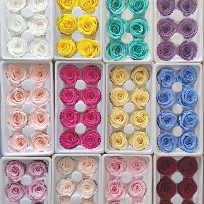 China Real Natural Roses Heads 8PCs/BOX Rose Flower DIY Material Wholesale Decorations High Quality Preserved Eternal Flowers Flower Roses 4-5CM for sale